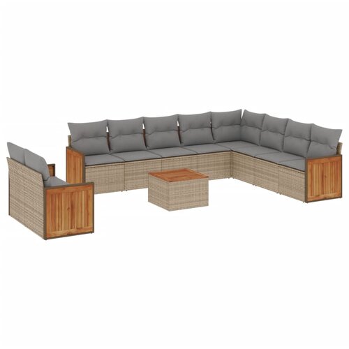 11-dijelni set vrtnih sofa od poliratana s jastucima bež Slike