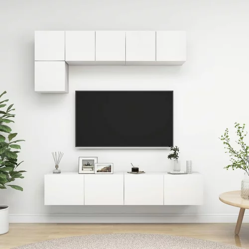 vidaXL Komplet TV omaric 5-delni bela iverna plošča