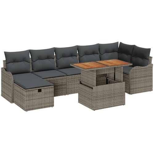 vidaXL 8 komadni set vrtnih sofa s jastucima siva poliratan, 2-sjedna vrtna sofa s jastucima siva poliratan Cijene