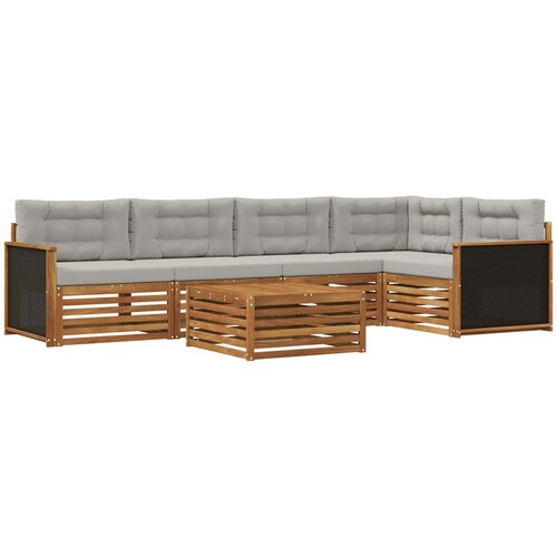 Set vanjskih sofa 6 kom. Prirodna i svjetlosiva Poliester Slike