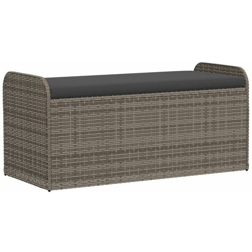  Klupa za pohranu s jastukom siva 115 x 51 x 52 cm od poliratana Slike