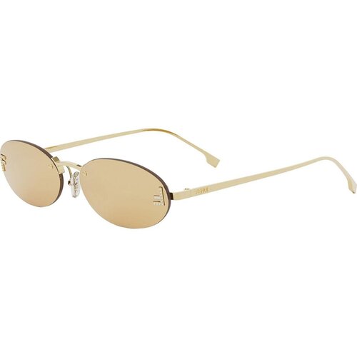 Fendi First Crystal Yellow Oval Sunglasses ONE SIZE (54) Zlata/Rjava Slike