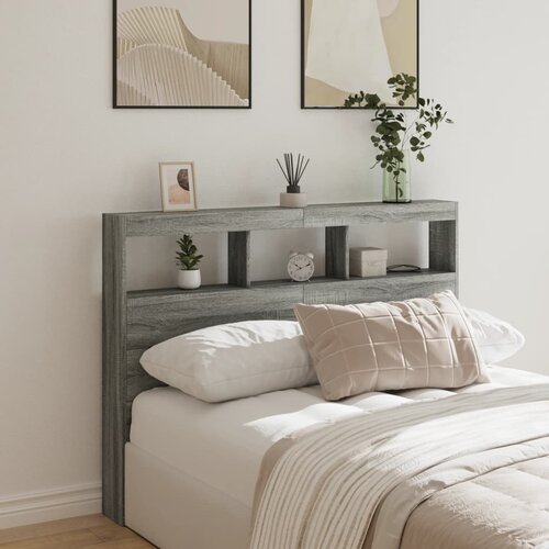 vidaXL Omarica za vzglavje postelje LED siva sonoma 140x17x102 cm Cene