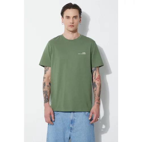 A.P.C. Bombažna kratka majica item moška, zelena barva, COFBT-H26904