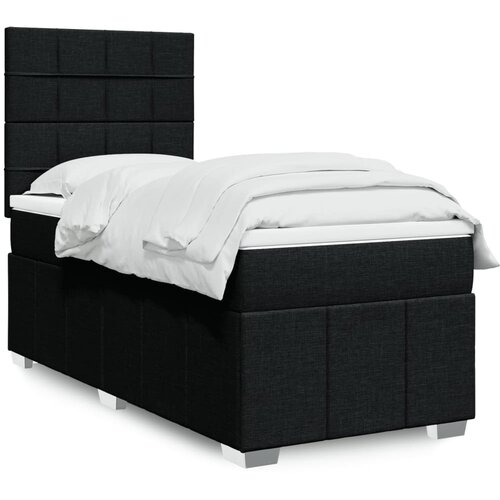 VidaXL Box spring postelja z vzmetnico črna 90x200 cm blago Slike