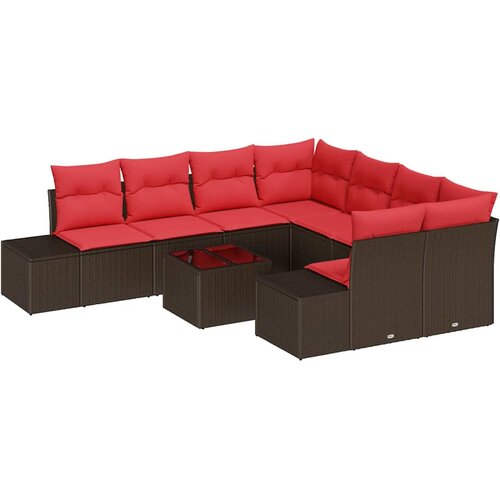 vidaXL Vrtna sedežna garnitura 9 pcs Bež Rdeča 55 x 55 x 37 cm, (5000020539) Cene