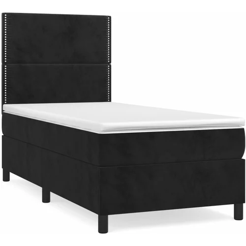 vidaXL Box spring postelja z vzmetnico črna 100x200 cm žamet, (20896154)