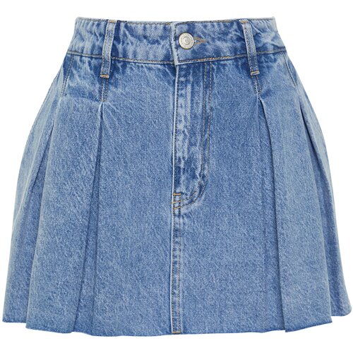 Trendyol Blue Pleated Low Waist Mini Denim Skirt Cijene