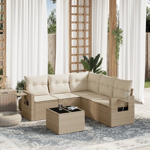 vidaXL 6-dijelni set vrtnih sofa s jastucima bež od poliratana Cijene