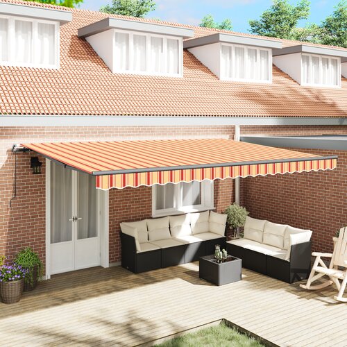VidaXL Ručno uvlačiva tenda Žuta i Narančasta 500x300 cm Slike