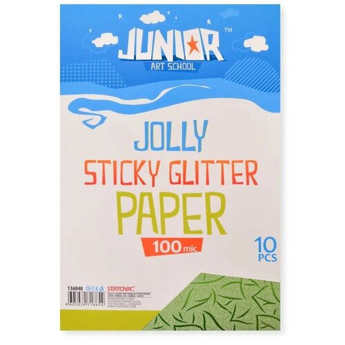 Junior jolly Sticky Glitter Paper, papir samolepljiv A4, 10K, odaberite nijansu Zelena Slike
