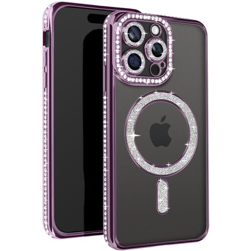 AVIZAR diamond case za iphone 15 pro max zaščita magsafe contour strass, vijolična, (5000010149) Cene