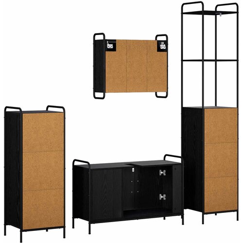  Set ormarića za kupaonicu 4 kom. Crni hrast 40 x 36 x 200,5 cm Slike