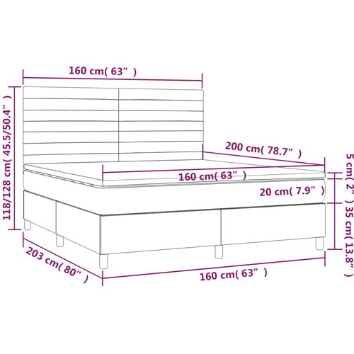  Krevet s oprugama i madracem crni 160x200 cm od tkanine Slike