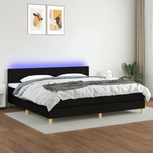  Box spring postelja z vzmetnico LED črna 200x200 cm blago, (20900136)