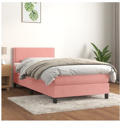 Box spring postelja z vzmetnico roza 100x200 cm žamet Cene