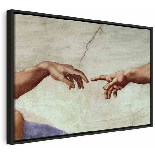  Slika - Michelangelo – The Creation of Adam (hands) 90x60 U crnom drvenom okviru Cene