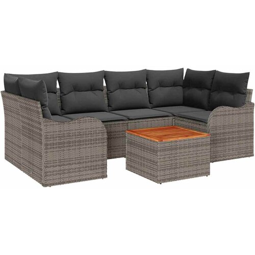  Sjedeća garnitura za vrt 7 kom. Siva poliratan 234 x 122.5 x 69 cm Slike
