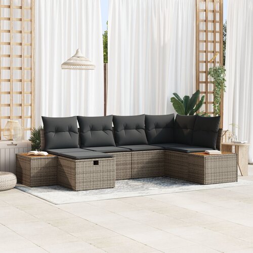 vidaXL Set od 6 komada vrtnih sofa s jastučićima - Siva Poli Ratan Cijene