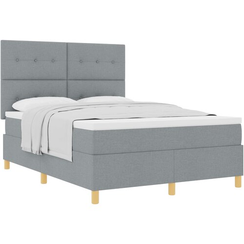 VidaXL Box Spring postelja z vzmetnico svetlo siva 140x200 cm tkanina, (22052207) Slike
