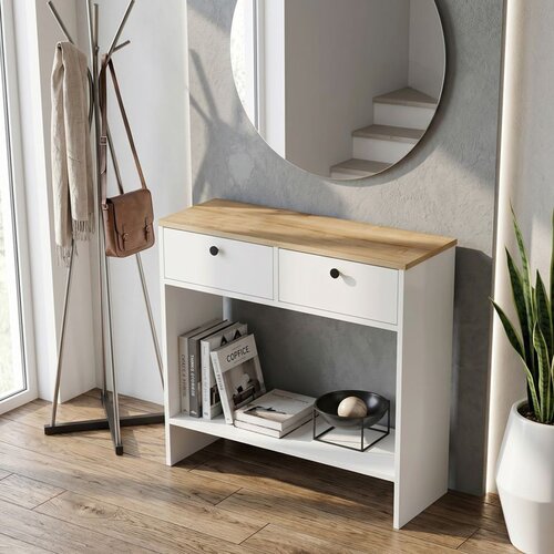 Hanah home komoda Modera, 90 cm, hrast Sapphire / bela Cene