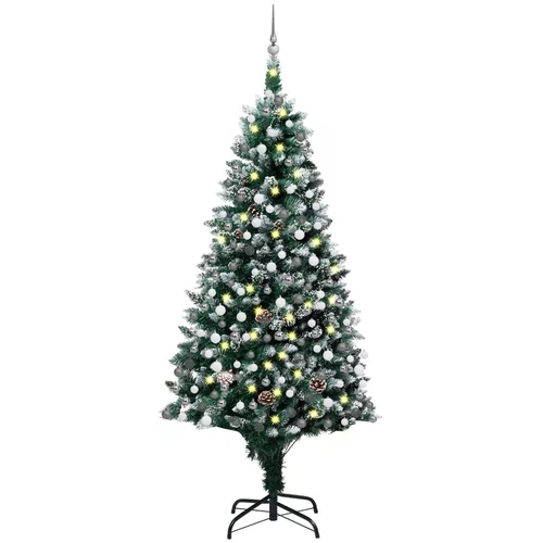  Umjetno božićno drvce LED s kuglicama i šiškama 210 cm