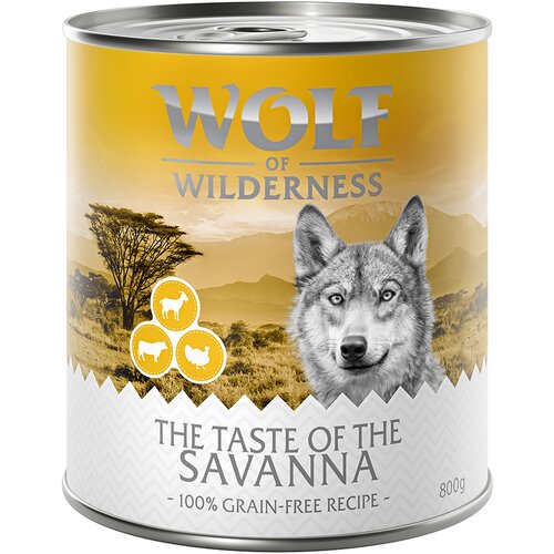 Wolf of Wilderness &amp;quot;The Taste Of&amp;quot; 6 x 800 g - NOVO: The Savanna - puretina, govedina, KOZETINA Slike
