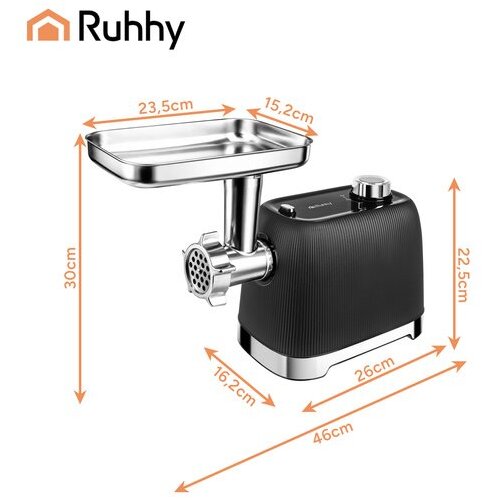 Ruhhy električna ma&amp;scaron;ina za mletje mesa 2400 W, Reverse, 3 re&amp;scaron;etke, do 2,5 kg/min Slike