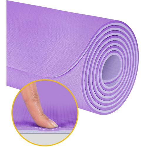 Rebel ACTIVE Strunjača prostirka za jogu, pilates i fitnes 183x61 cm 1 cm TPE ljubičasta RBA-3158-2PU Slike