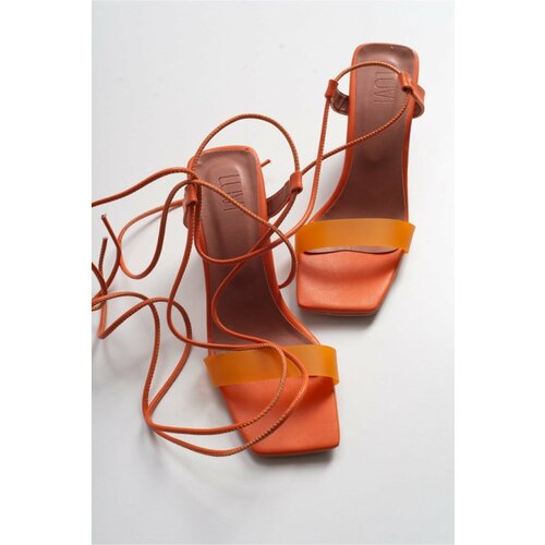 LuviShoes Women's Orange Skinny Heel Sandals Slike