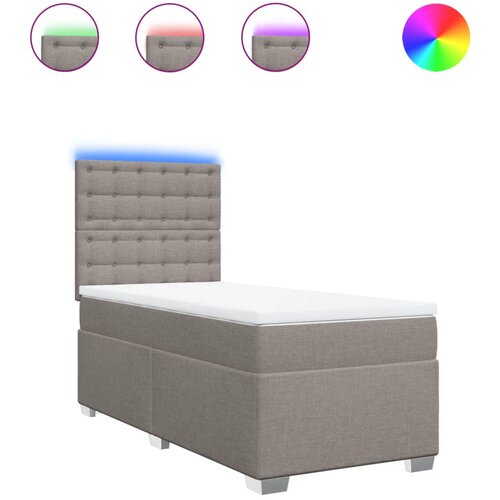 vidaXL Box spring postelja z vzmetnico taupe 80x200 cm blago, (21291385) Cene