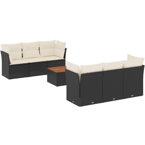 Maison Chic Seti vrtnega pohištva - Vrtna garnitura - Vrtni pohištvo set 7-delna z blazinami črn poli ratan, (21802323) Cene