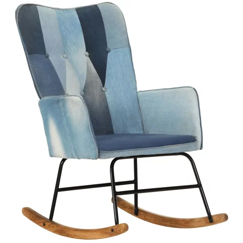  Stolica za ljuljanje od plavog trapera s patchworkom