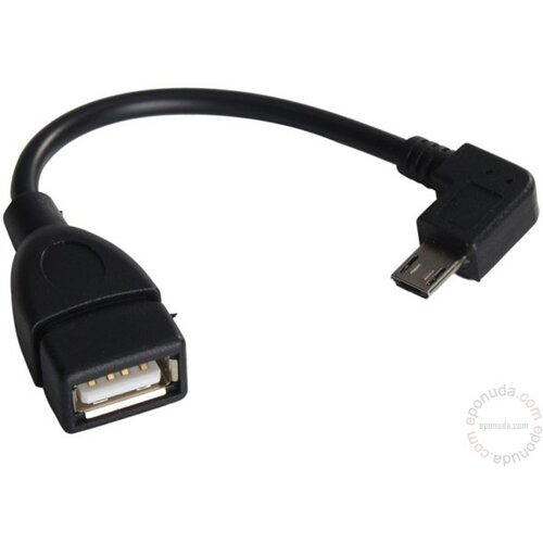 Fast Asia USB OTG (USB A - USB Micro-B F/M) ugaoni crni kabal Slike