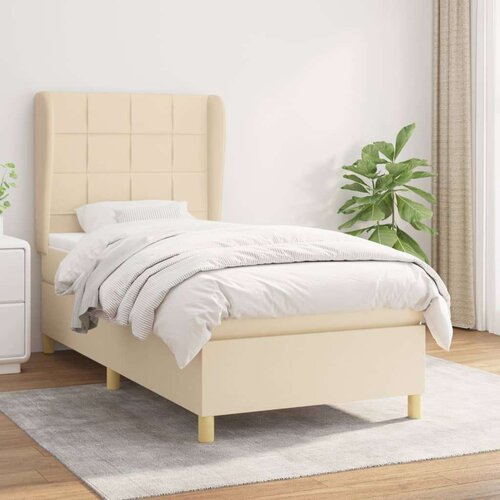  Box spring postelja z vzmetnico krem 100x200 cm blago, (20896697) Slike