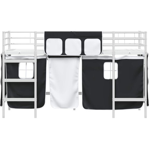  Krevet na kat za djecu s zavjesama Bijela i crna 90 x 190 cm Slike
