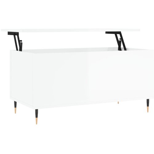 Maison Chic Klubska mizica - kavna mizica - Nizka mizica visok sijaj bela 90x44,5x45 cm inženirski les, (21751923) Slike