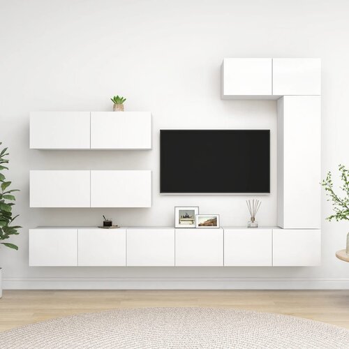  7-dijelni set TV ormarića bijeli od konstruiranog drva Cijene