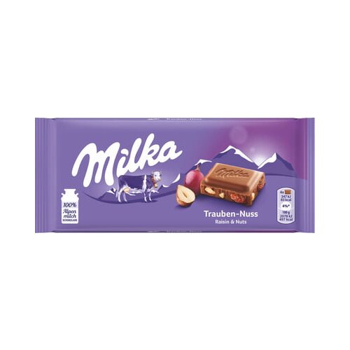 Milka Čokolada z rozinami in lešniki - 100 g Cene
