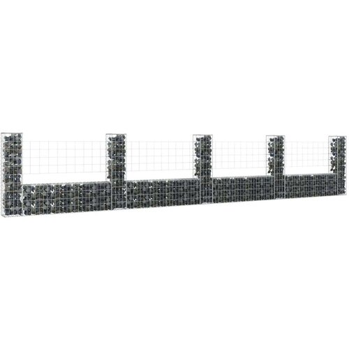 vidaXL Gabionska košara U-oblika s 5 stupova 500x20x100 cm željezna Cijene