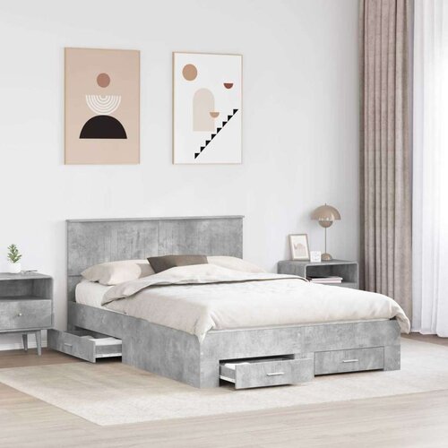 Okvir za krevet s uzglavljem Betonski sivi 140 x 190 cm Slike