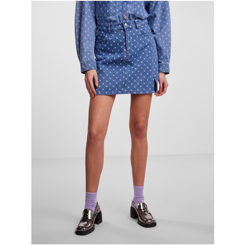 Pieces Blue Women&amp;#039;s Denim Patterned Mini Skirt Nursel - Women&amp;#039;s Slike