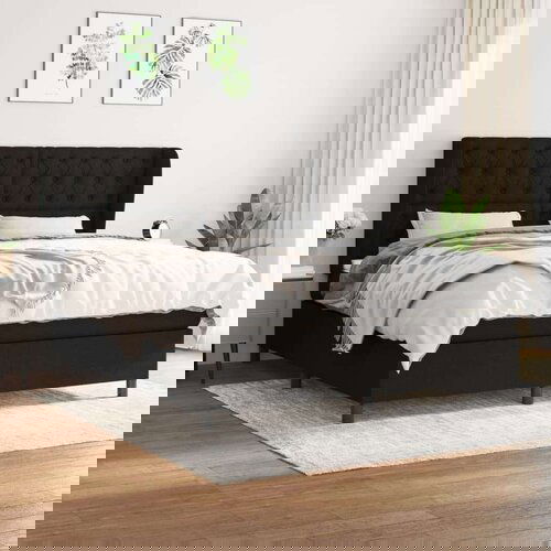  S oprugama i madracem crni 160x200 cm od tkanine Slike
