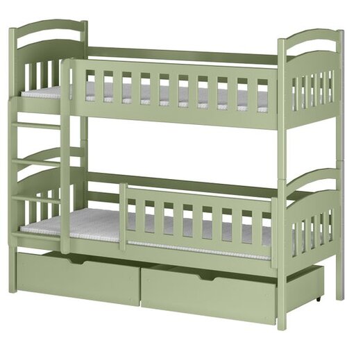Molarem Home Drveni dječji krevet na kat Ignas s ladicom - olive - 180x80 cm - Madrac PE pjena 8 cm-spužvasti madrac Cijene