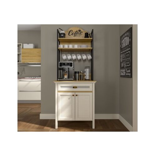 Hanah home Višenamenska vitrina za kafe Krem Hrast Crna boja FRN 21028 Cene