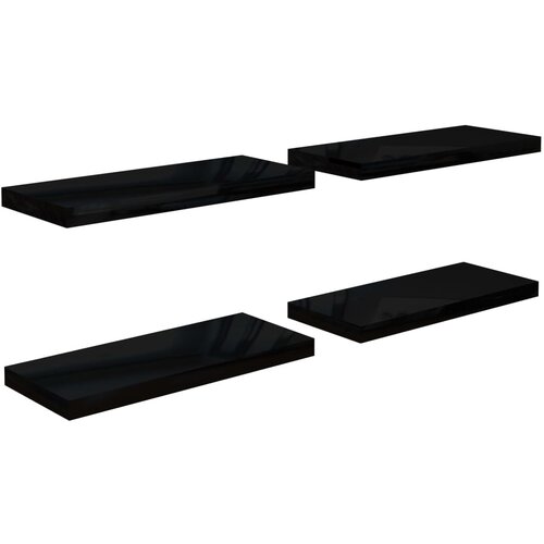 Maison Chic 4 kosi Lebdeče Stenske Police - Viseče police sijaj črne 60x23,5x3,8 cm MDF, (21794092) Cene
