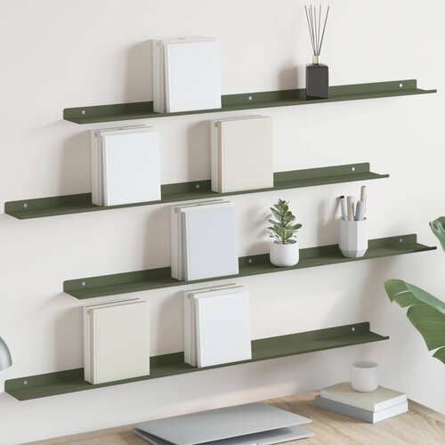  Lebdeća polica 4 pcs Maslinasto zelena 100 x 9 x 2,5 cm Čelik Cijene