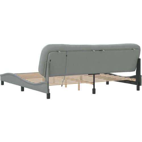  Okvir kreveta s LED svjetlima svjetlosivi 200x200 cm od tkanine Slike