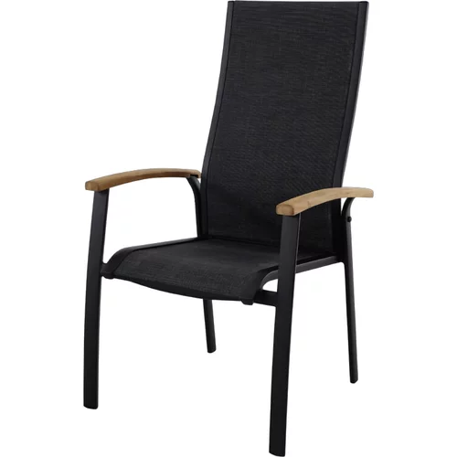 SUNFUN melina vrtna fotelja koja se može slagati jedna na drugu (d x š x v: 68 x 63 x 111 cm, aluminij, naslon od tekstila, crne boje)