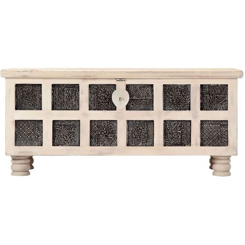  Kutija za pohranu bijela 110x40x45 cm masivno bagremovo drvo Slike